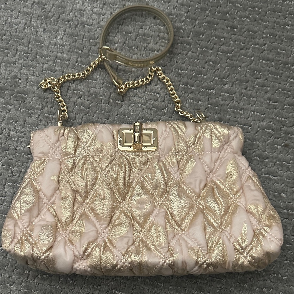 Lilly Pulitzer Elegant Gold & pink Brocade Quilted Women's Bag